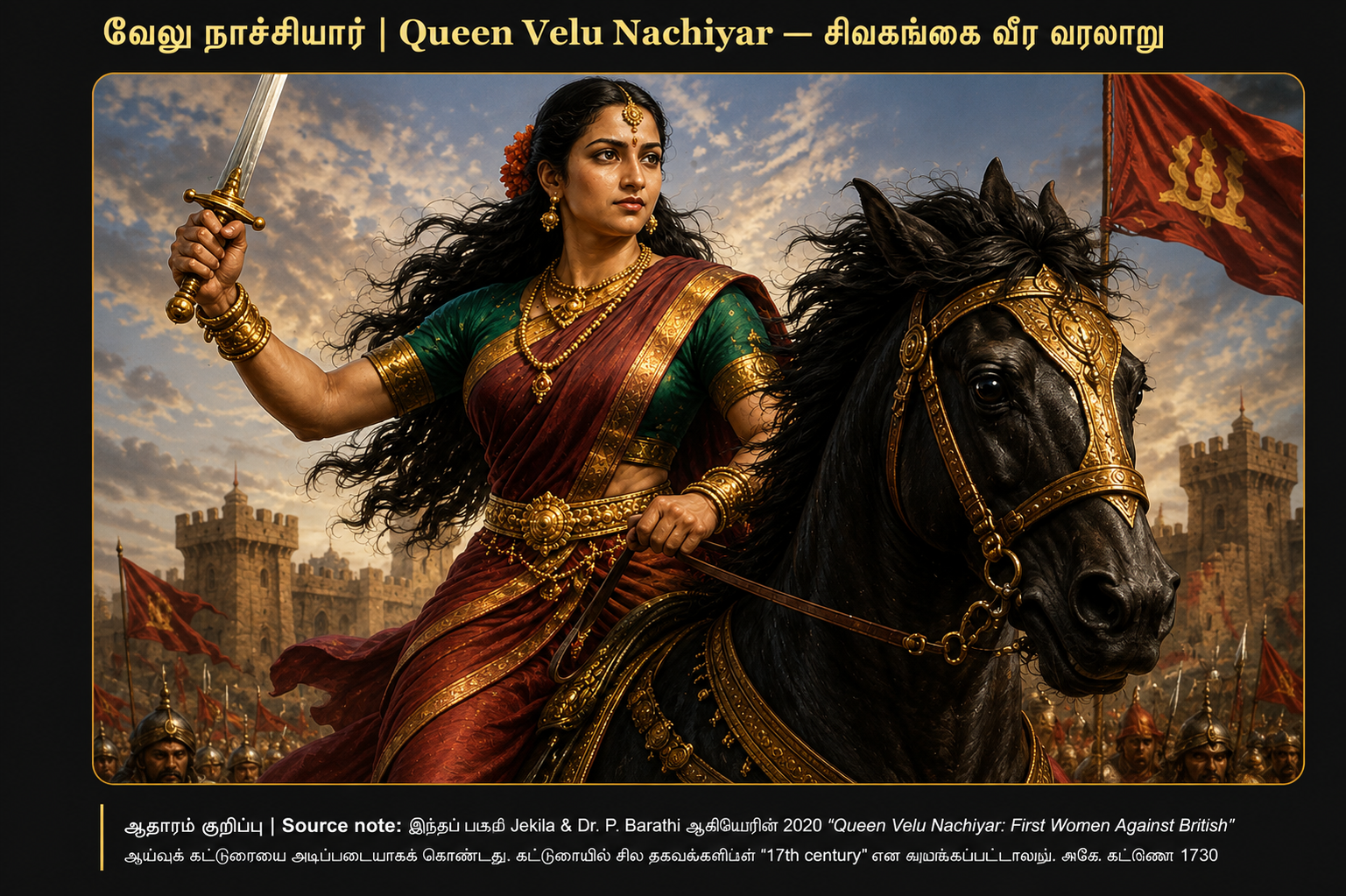 வேலு நாச்சியார் | Velu Nachiyar — artistic historical depiction